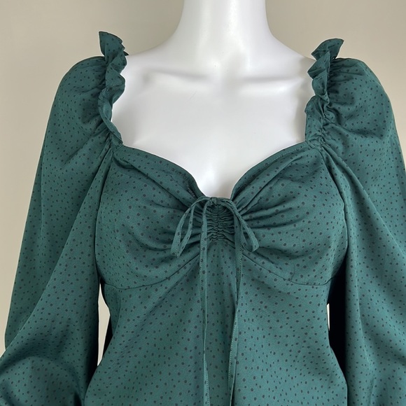 Topshop Dark Green Blouse - Picture 2 of 11